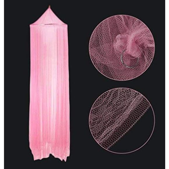Net Round Lace Curtain Dome Bed Canopy Netting for Single to King Size Beds-Pink - Picture 4 of 5